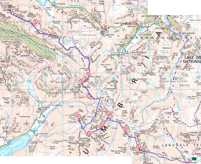 24 Peaks in 24 Hours Challenge Route - Lake District