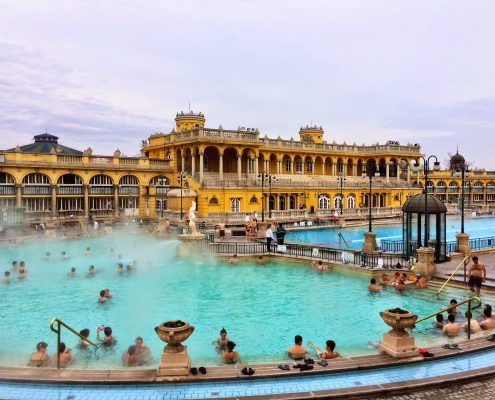 The Szechenyi thermal spa baths in Budapest, Hungary