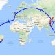 Round the world flight route - Simon Heyes, Adventure Bagging