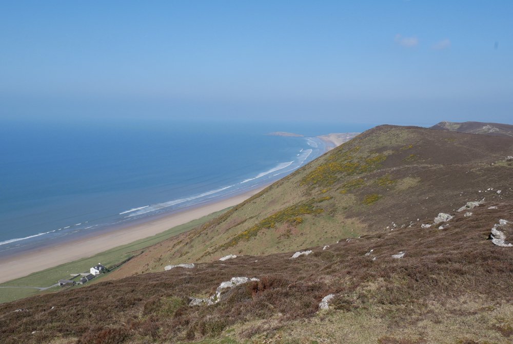 View of Rhossili Beach from Rhossili Down, Gower