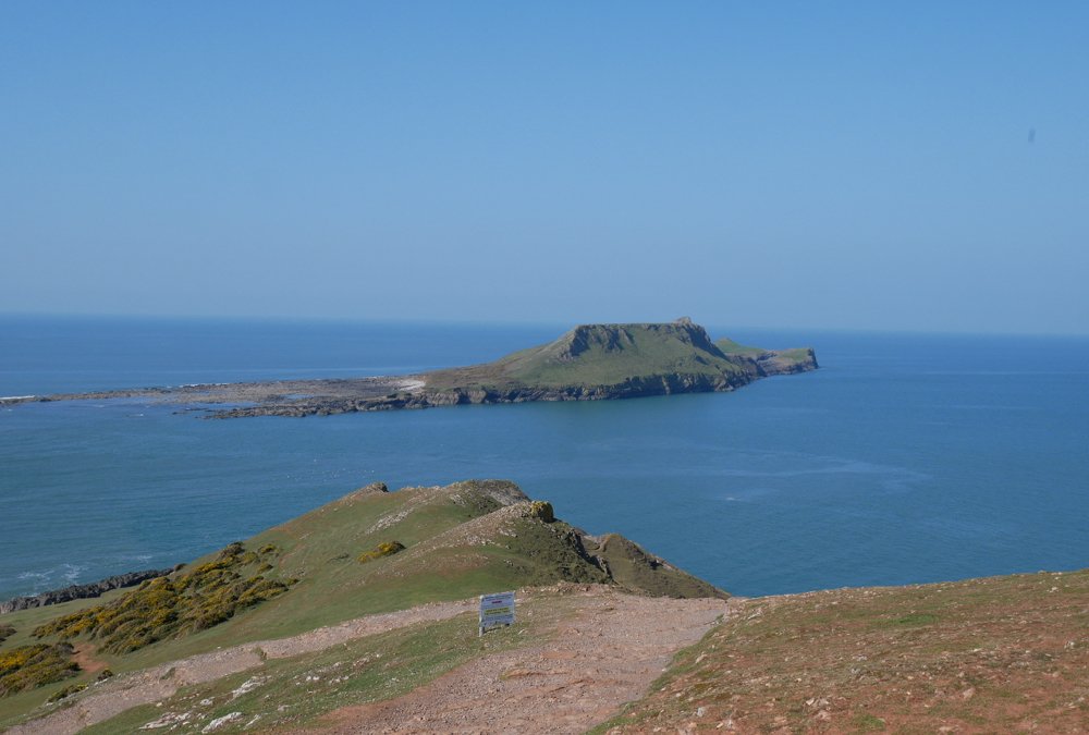 The view towards Worms Head on the Rhossili headland walk