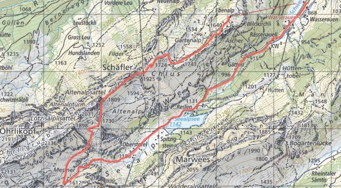 Swiss Alps Hiking Map - Seealpsee & Mesmer