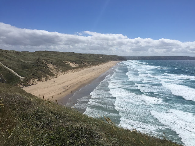 The start of the beach at the Northern point of Perranporth, Cornwall