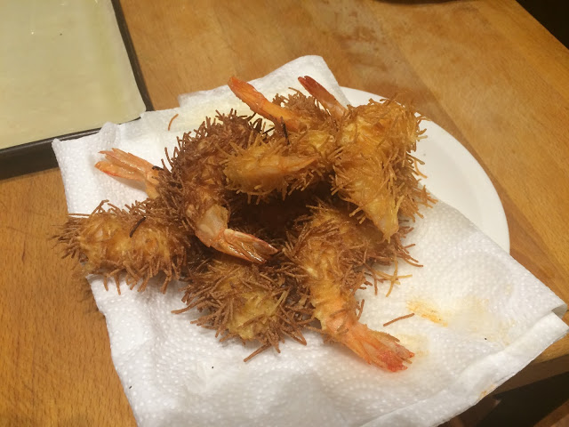 Deep fried spiky urchin prawns - Tenedor tours cooking class - San Sebastian, Basque Country