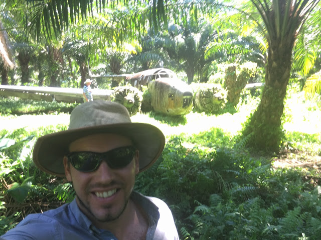 Selfie next to the Lockheed Ventura World War II plane at Talasea, Kimbe Bay