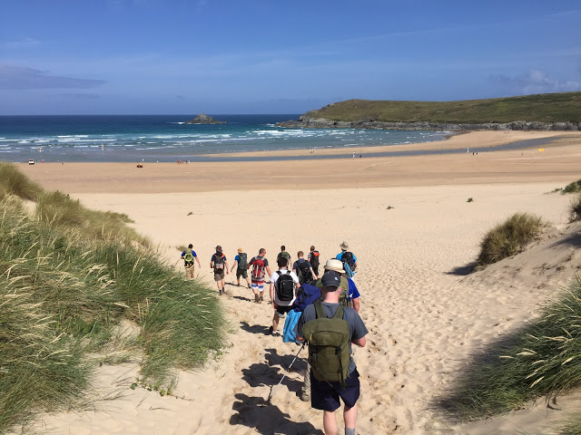 Hiking down to another beach on the South West Coast Path