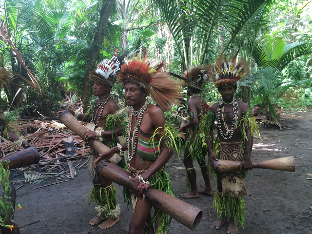 Local Oro Province tribespeople perform a traditional sing-sing - Papua New Guinea