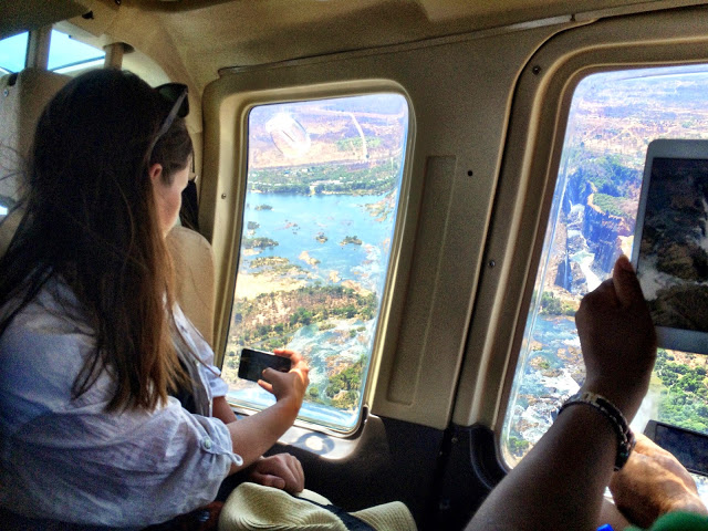 Taking pictures from the helicopter - Victoria Falls, Zimbabwe