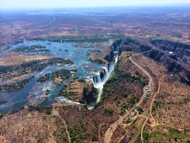 The view of Victoria Falls from a helicopter - Zimbabwe